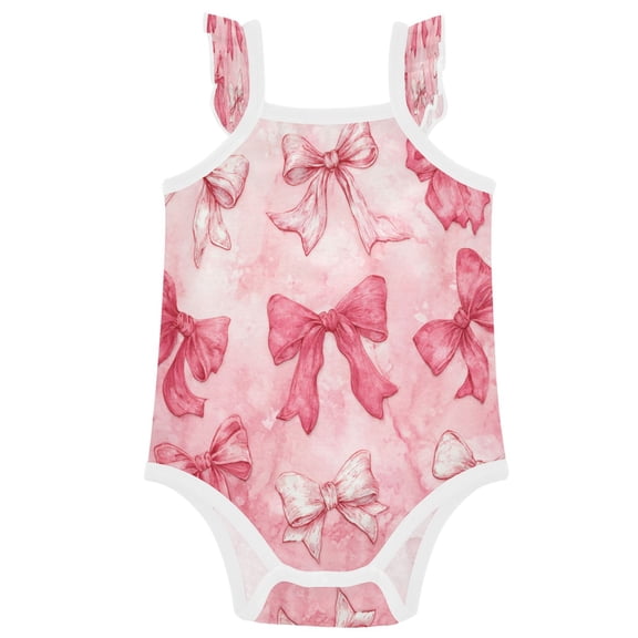 TTYFWHD Infant Toddler Baby Girl Romper Fairytale Cottagecore Style Bows Ruffle Sleeveless Cotton Summer One Piece Bodysuit 3-24M