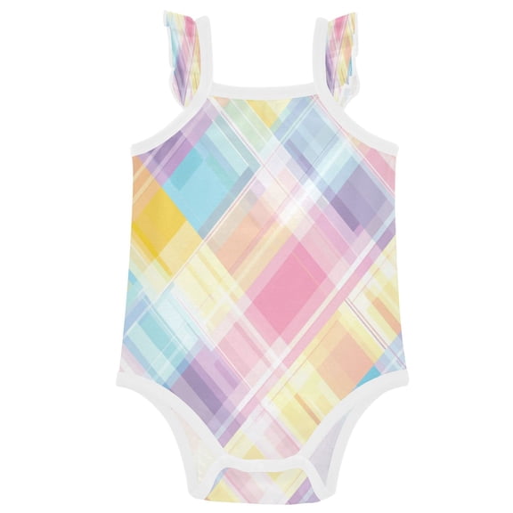 TTYFWHD Infant Toddler Baby Girl Romper Pastel Colors Lovely Ruffle Sleeveless Cotton Summer One Piece Bodysuit 3-24M
