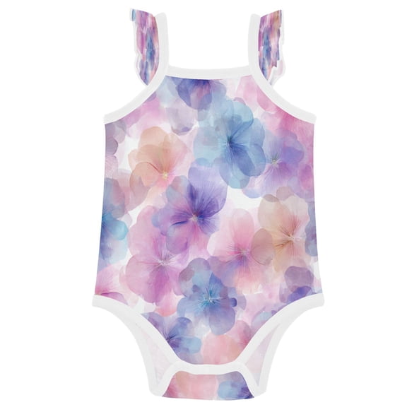TTYFWHD Infant Toddler Baby Girl Romper Translucent Bloom Print Ruffle Sleeveless Cotton Summer One Piece Bodysuit 3-24M