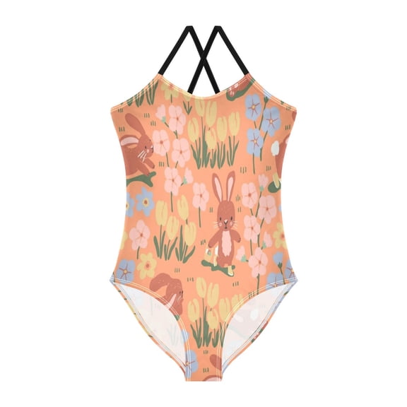 TTYFWHD Toddler Girls One Piece Swimsuit, Quick Dry Summer Beach Swimwear for Kids, 3T-10T A Standing Rabbit