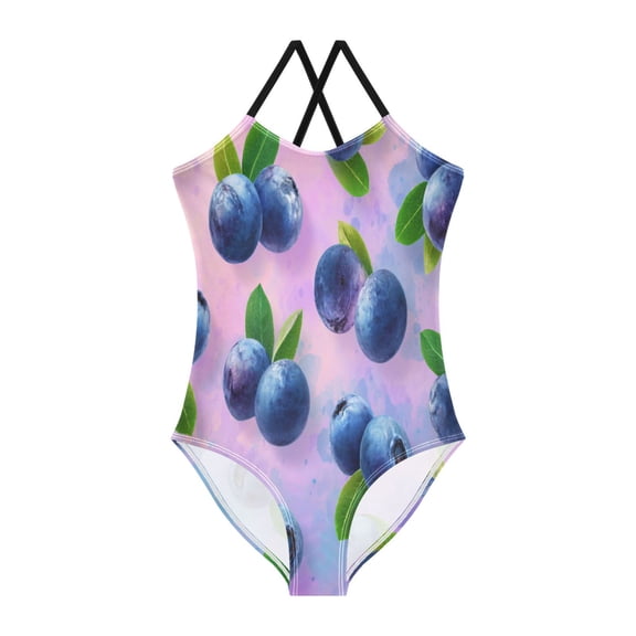 TTYFWHD Toddler Girls One Piece Swimsuit, Quick Dry Summer Beach Swimwear for Kids, 3T-10T Blueberries Pattern