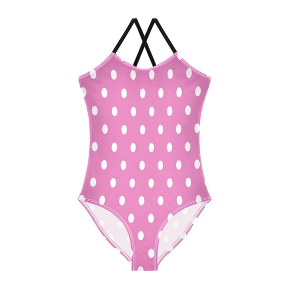 TTYFWHD Toddler Girls One Piece Swimsuit, Quick Dry Summer Beach Swimwear for Kids, 3T-10T Soft Pink Polka Dot