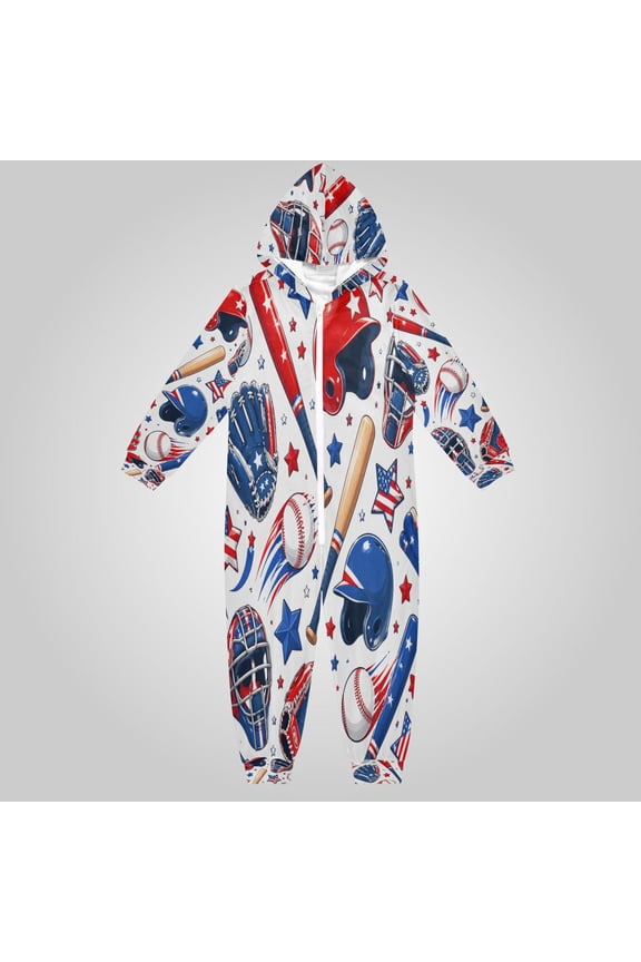 Ultra-Soft Crystal Velvet One-Piece Pajamas/Loungewear Baseball Equipment Pattern