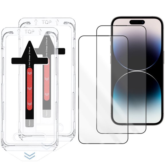 TTech 2 Pack Tempered Glass Screen Protector for iPhone 14 Pro Clear Transparent Magic Installation Glass, Auto Alignment Template, No Bubbles, No Dust, Easy Install 6.1" inch