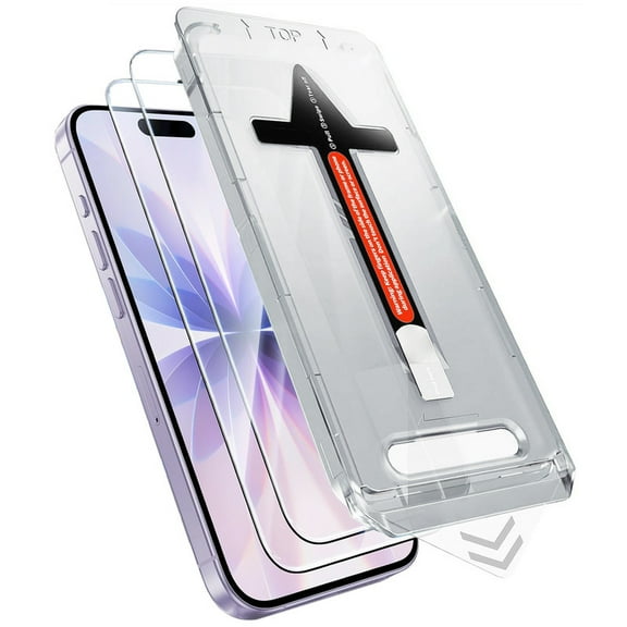 TTech 2 Pack Tempered Glass Screen Protector for iPhone 17 Clear Transparent Magic Installation Glass, Auto Alignment Template, No Bubbles, No Dust, Easy Install 6.3" inch