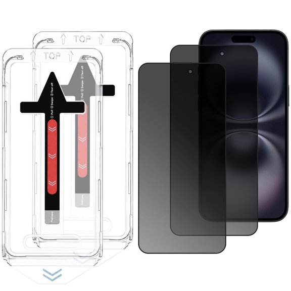 TTech 2 Pack iPhone 16 / 15 Plus Tempered Glass Screen Protector Magic Installation Glass, Auto Alignment Template, No Bubbles, No Dust, Privacy, Easy Install 6.7" in