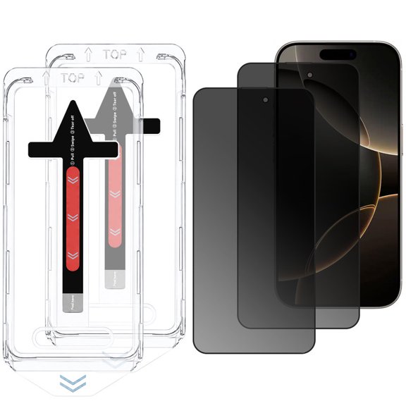 TTech 2 Pack for iPhone 16 Pro Max Tempered Glass Screen Protector Magic Installation Glass, Auto Alignment Template, No Bubbles, No Dust, Clear, Easy Install 6.7" inch (Privacy)