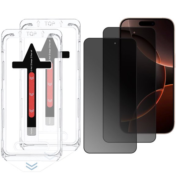 TTech 2 Pack iPhone 17 Pro Tempered Glass Screen Protector Magic Installation Glass, Auto Alignment Template, No Bubbles, No Dust, Easy Install 6.3" inch (for iPhone 17 Pro, Privacy)