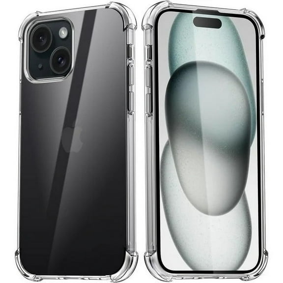 TTech Clear Phone Case for iPhone 15 Plus, Transparent Shockproof Silicon Protective Cover, No Yellowing, Wireless Charging Ready for Apple iPhone 15 Plus (6.7" inch) + 3 Pack Screen Protectors
