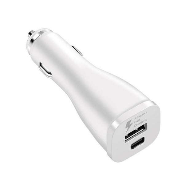 TTech USB-C PD + USB-A Dual Port Fast Charger Car Adapter Plug Compatible with iPhone 16 15 14 13 12 11 Pro Max Plus models / Samsung Galaxy S24 S23 S22 S21 Ultra and Plus models, White