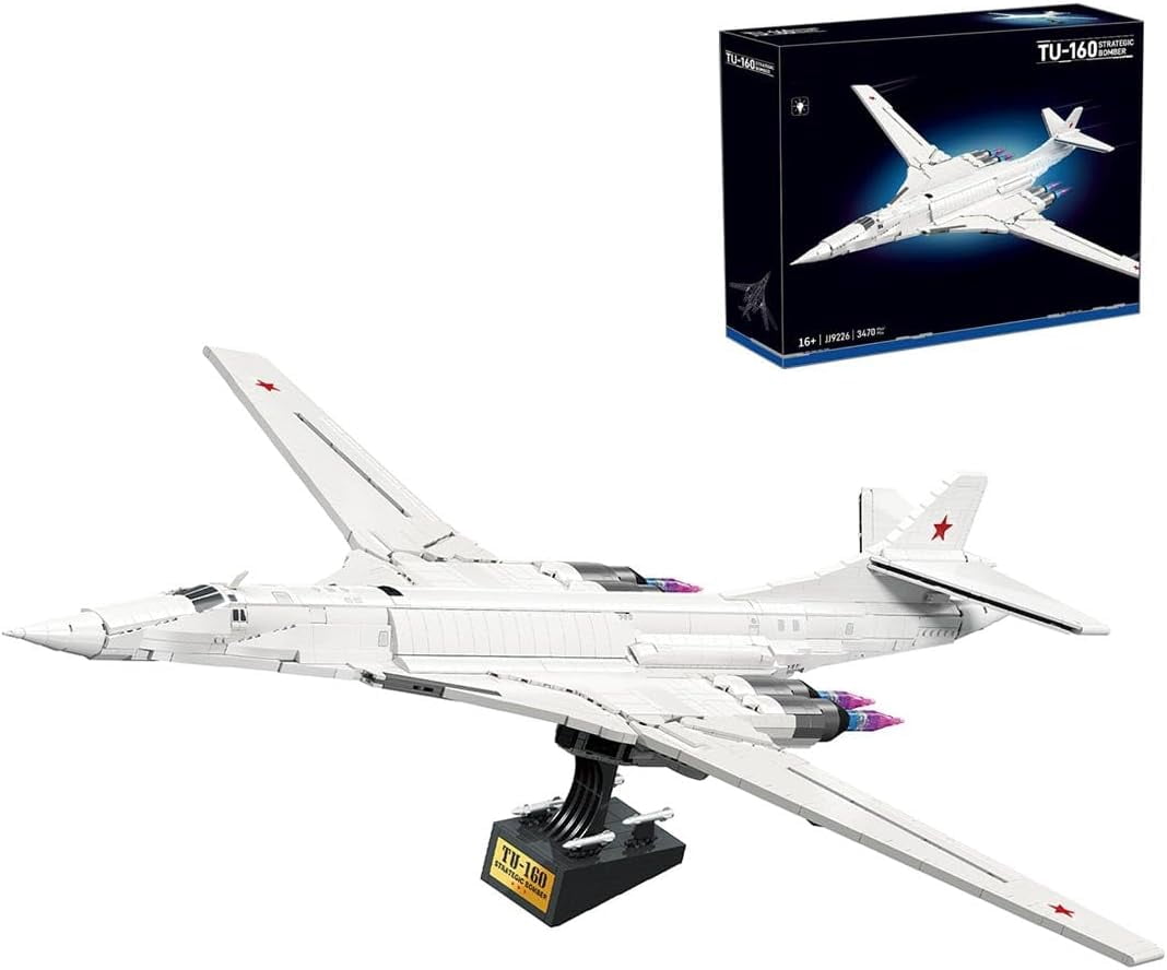 TU-160 Strategic Bomber Aircraft Building Block Set, MOC Large Airplane Brick Model, Military Display Assembly Kit