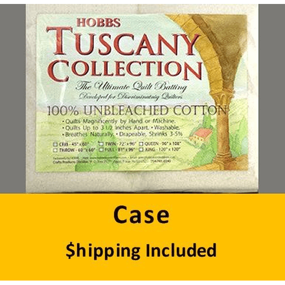 TU72 Hobbs Tuscany Unbleached 100% Cotton Batting (Package, Twin 72 in x 96 in) shipping included*