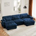 thumbnail image 1 of TUANLUO 130" Oversized U-Shape Sectional Couch for Living Room, Modular Sectional Sofa with Ottoman, Velvet 3-Seater Sofa Tufted Couch with Round Armrests, Blue, 1 of 9