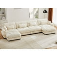 thumbnail image 1 of TUANLUO 166" Modular Sectional Sofa, Oversized U-Shaped Sectional Couch for Living Room, 4-Seater Velvet Sofa Upholstery Tufted Sofa with Reversible Ottoman, Cream, 1 of 9