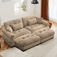 thumbnail image 1 of TUANLUO 93.7" U-Shape Sectional Couch for Living Room, Oversized Sectional Sofa with Ottoman, Velvet 2-Seater Sofa Upholstery Tufted Sofa with Round Armrests, Camel, 1 of 9