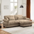 thumbnail image 1 of TUANLUO 93.7" Upholstery Sectional Sofa and Couch with Ottoman - Oversized Velvet Loveseat Tufted Couch for Living Room, Camel, 1 of 9