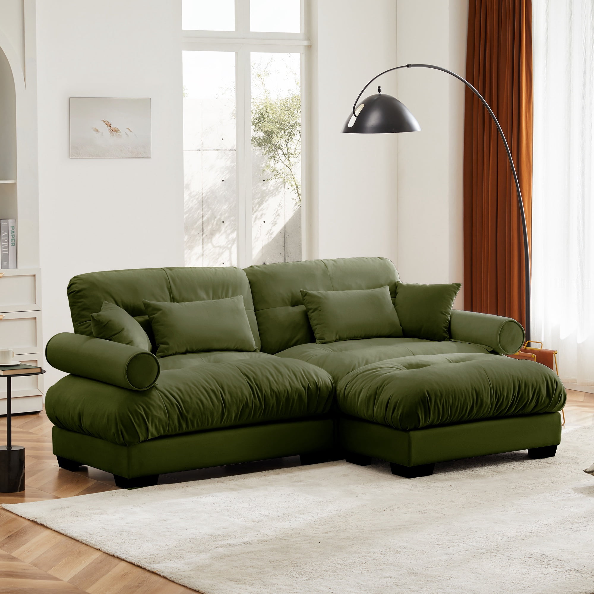 TUANLUO 93.7" Upholstery Sectional Sofa and Couch with Ottoman