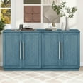 thumbnail image 1 of TUANLUO Blue Buffet Sideboard Cabinet, Accent Cabinet with 4 Doors, Buffet Cabinet with Adjustable Shelves, Wood Storage Cabinet Furniture for Kitchen Dining Room Living Room, 60"L x 16"W x 32"H, 1 of 10