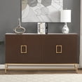 thumbnail image 1 of TUANLUO Espresso 4-Doors Accent Cabinet with Gold Metal Legs, Entryway Cabinet with Adjustable Shelves, Modern Storage Cabinet, Wood Accent Cabinet Furniture for Living Room Entryway Dining Room, 1 of 10