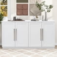 thumbnail image 1 of TUANLUO White Buffet Sideboard Cabinet, Accent Cabinet with 4 Doors, Buffet Cabinet with Adjustable Shelves, Wood Storage Cabinet Furniture for Kitchen Dining Room Living Room, 60"L x 16"W x 32"H, 1 of 10
