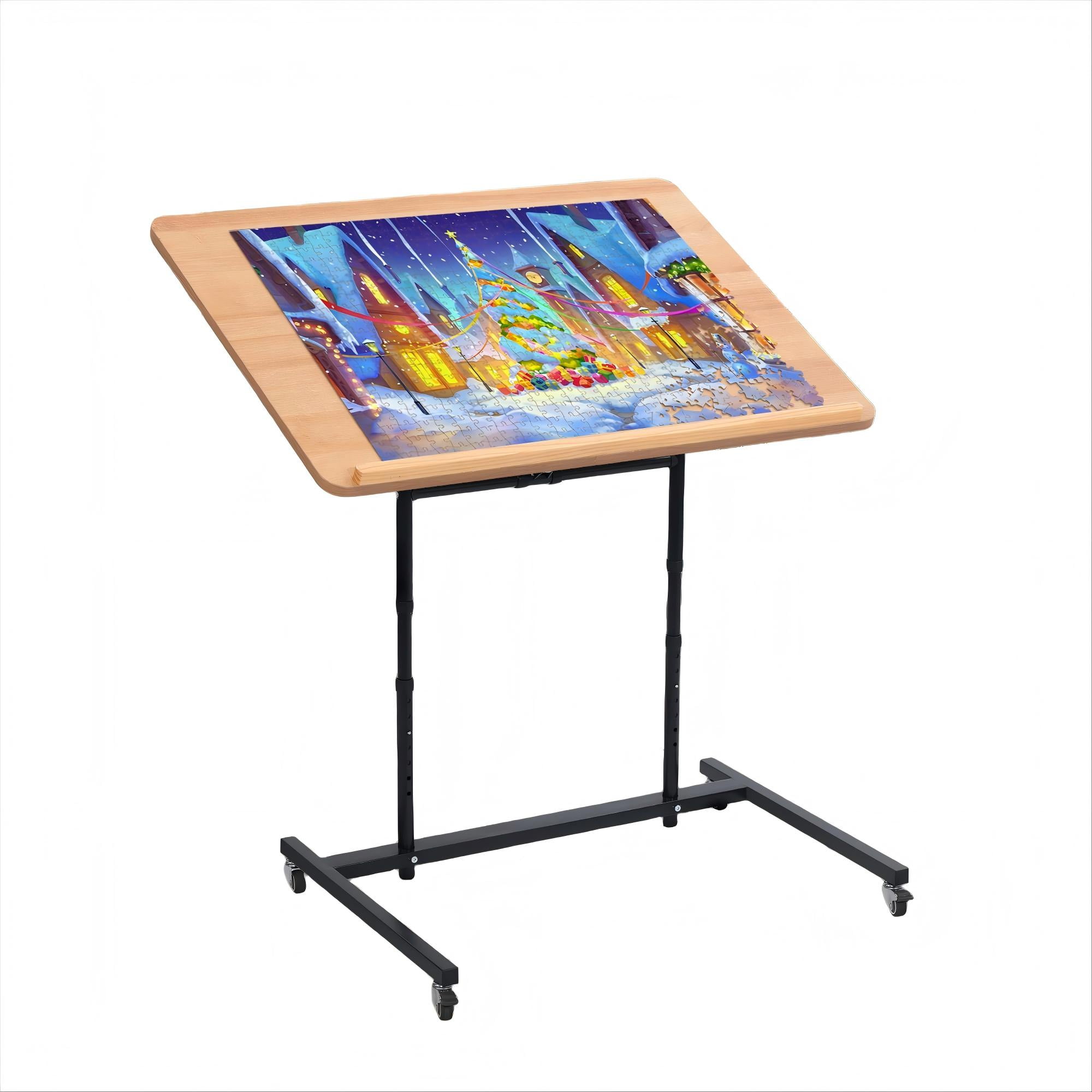 TUAREX 1500 Pieces Jigsaw Puzzle Table with Legs, Puzzle Table with Wheels, Adjustable Height, Pneumatic Tilt, Portable Puzzle Cart for Adults, Black