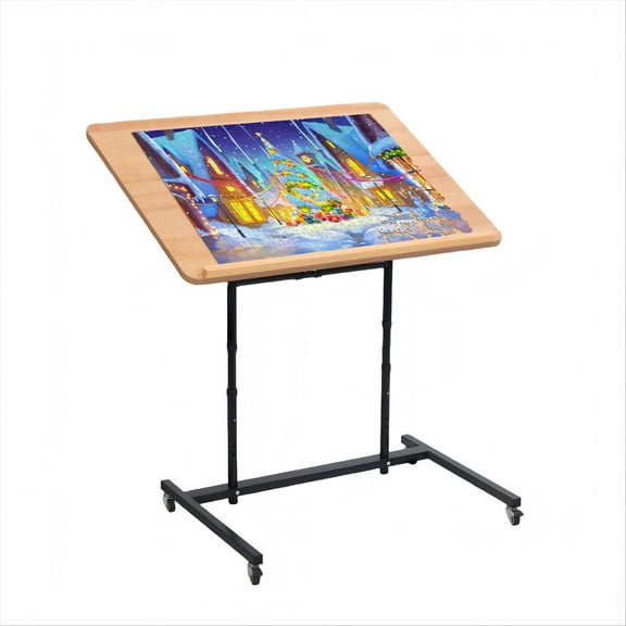 TUAREX 1500 Pieces Jigsaw Puzzle Table with Legs, Puzzle Table with Wheels, Adjustable Height, Pneumatic Tilt, Portable Puzzle Cart for Adults, Black