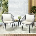 thumbnail image 1 of TUAREX 3 Piece All-Weather Bistro Set, Woven Rope Chairs with Cushions and Side Table, Patio Conversation Furniture, Perfect for Deck, Balcony, Poolside, Gray, 1 of 5