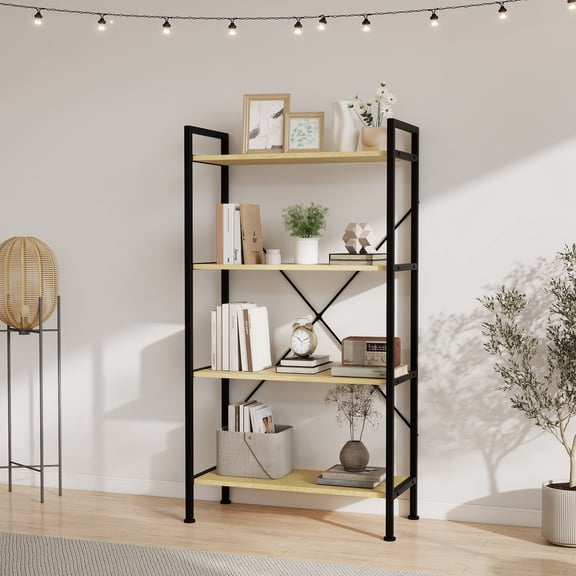 TUAREX 4 Tier Industrial Bookshelf Storage Display Shelves Dark Gray for Home Office Bedroom