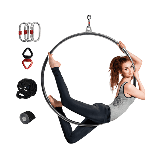 TUAREX Aerial Lyra Hoop Kit, 85CM Professional Yoga Ring with Rigging Hardware, 32mm Thickness for Home Training, Dancing Studio