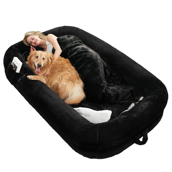 TUAREX Human Dog Bed for Adults, 71"x40"x10" Large Human Size Dog Bed, Removable Cover, Washable, Waterproof, Orthopedic Design, Black