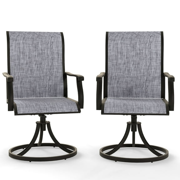 TUAREX Outdoor Patio Swivel Dining Chairs Set of 2, 360 Swivel and High Back All Weather Rocking Chair with Metal Frame, Breathable Garden Outdoor Furniture for Backyard Porch Poolside, Grey
