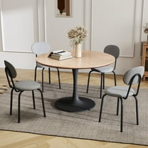 TUAREX Set of 4 Stackable Dining Chairs, Small Modern Stacking Kitchen Chair with Metal Legs for Living Room, Soft Cushion Seat, Space Saving Fabric Kitchen Side Chairs, Grey