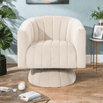 thumbnail image 1 of TUAREX Swivel Accent Chair with Armrest, Mid Century 360 Degree Swivel Barrel Chair, Overstuffed Tufted Velvet, for Living Room Bedroom, Beige, 1 of 5