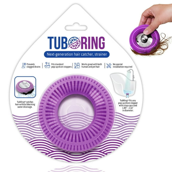 TubRing, The Ultimate Tub Drain Protector Hair Catcher/Strainer/Snare - Purple