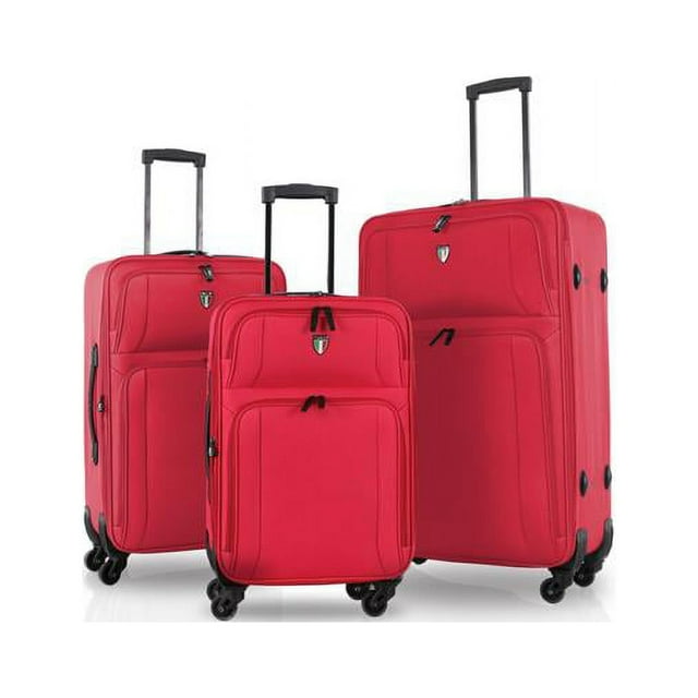 TUCCI DISINVOLTA Red 3pc Adult Luggage Set- Hardside Spinner Rolling ...