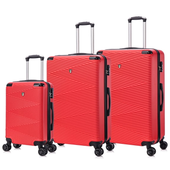 TUCCI ITALY Avenza 3-Piece 20/24/28" Unisex Adult Lightweight Suitcase Set, Hardside Spinner - Red