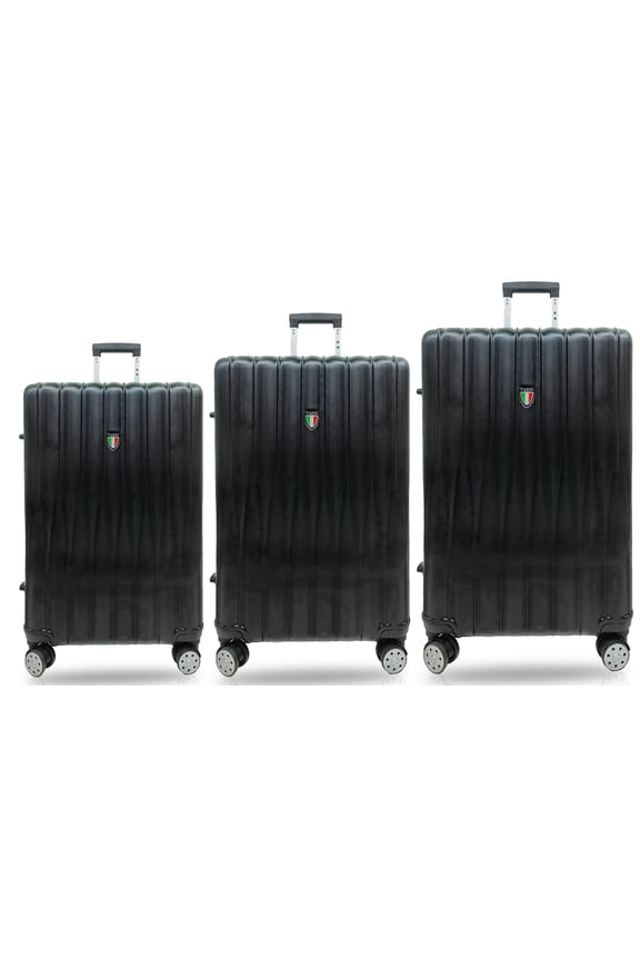 ITALY Baratro Unisex Adult 3-Piece 20/24/28" Hardside Spinner Luggage Set, Lightweight - Black