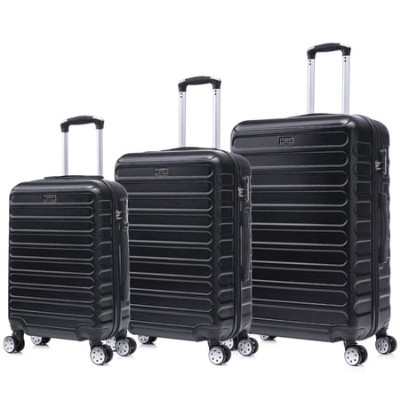 TUCCI ITALY Carravia 3-Piece Hardside Spinner Luggage Set (20/24/28"), Lightweight, Anti-Scratch - Black