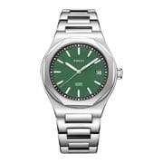 TUCCI Italy CONSUETO Unisex Stainless Steel Wrist Watch - Silver Tone Green