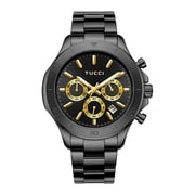 TUCCI Italy FORTE Unisex Stainless Steel Wrist Watch - Black Gold Tone