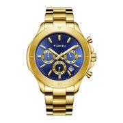 TUCCI Italy FORTE Unisex Stainless Steel Wrist Watch - Gold Tone Blue