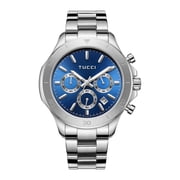 TUCCI Italy FORTE Unisex Stainless Steel Wrist Watch - Silver Tone Blue