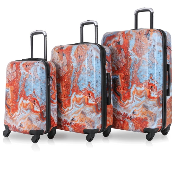 TUCCI Italy  Turkish Marble Art 3-Piece 20/24/28 inch Lightweight Spinner Luggage Set