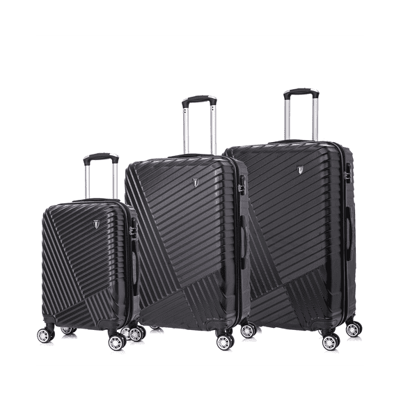 TUCCI Italy VOLARO 3-Pc Hardside Spinner Luggage Set (20/24/28") - Black
