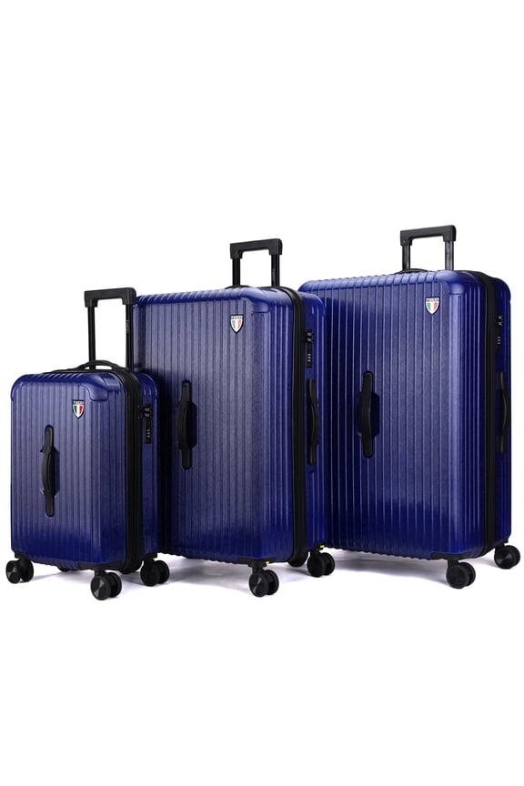 Italy Linea 3-Piece Polycarbonate Hardside Luggage Set, Spinner Suitcases with TSA Lock, 20/28/30 inches, Blue
