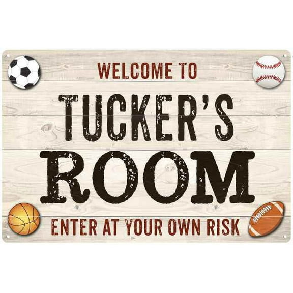 TUCKER'S Room Kids Bedroom Sign Boy's 8x12 Metal 208120090272