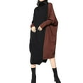 thumbnail image 1 of TUCS Turtleneck Korean Style Spliced Knitted Midi Dress, 1 of 6