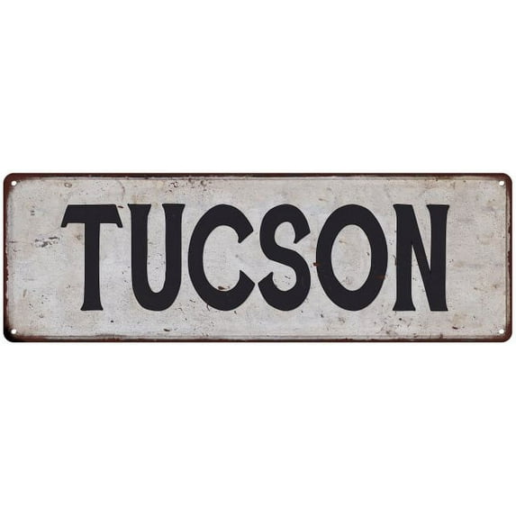 TUCSON Vintage Look Rustic Metal 8x24 Sign City State 108240041078