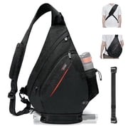 TUDEQU 19L Water-Resistant Sling Backpack for Men, Crossbody Travel Bag with 8 Pockets for Hiking, Outdoor & Daily Use, Black