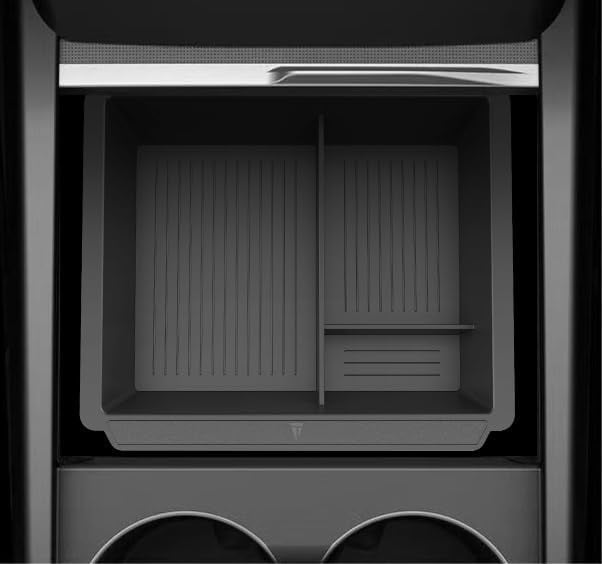 TUDIA Center Console Organizer Tray Compatible with Tesla Model 3 2024–2025 Highland & Model Y 2025–2026 Juniper – Smooth Slide Silicone Storage (Not for 2021–2023 Model 3)